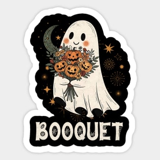 Booquet – Cute Ghost with Pumpkin Bouquet Halloween Design Sticker